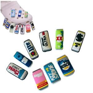NEW Beer Can Brands SHOE CHARMS 9pc for Croc Shoes Zippers Bags Backpacks & More
